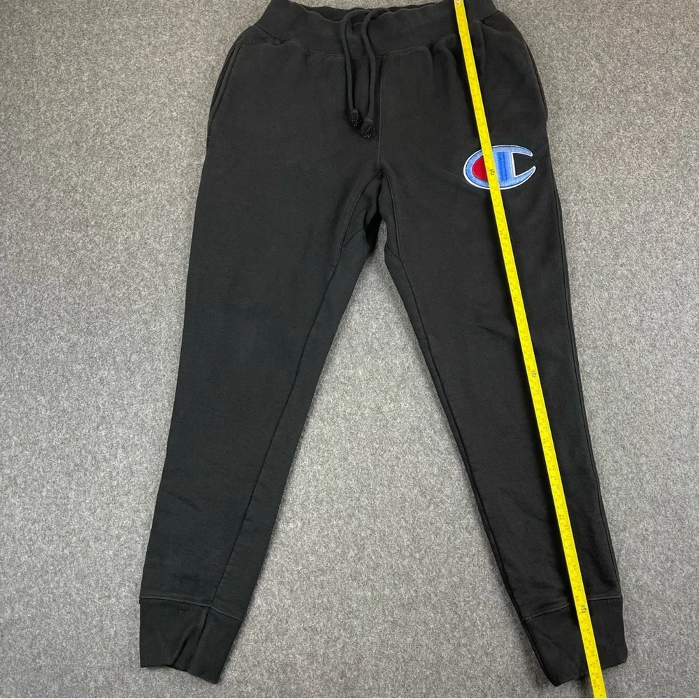 Vintage Champion Sweatpants Mens Medium Black Big Logo Reverse Weave 90s Y2K